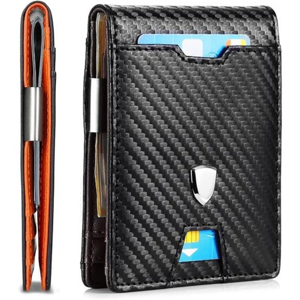 HUAPUDA Men's Fashion Slim Simple Leather Slim Wallet with Money Clip